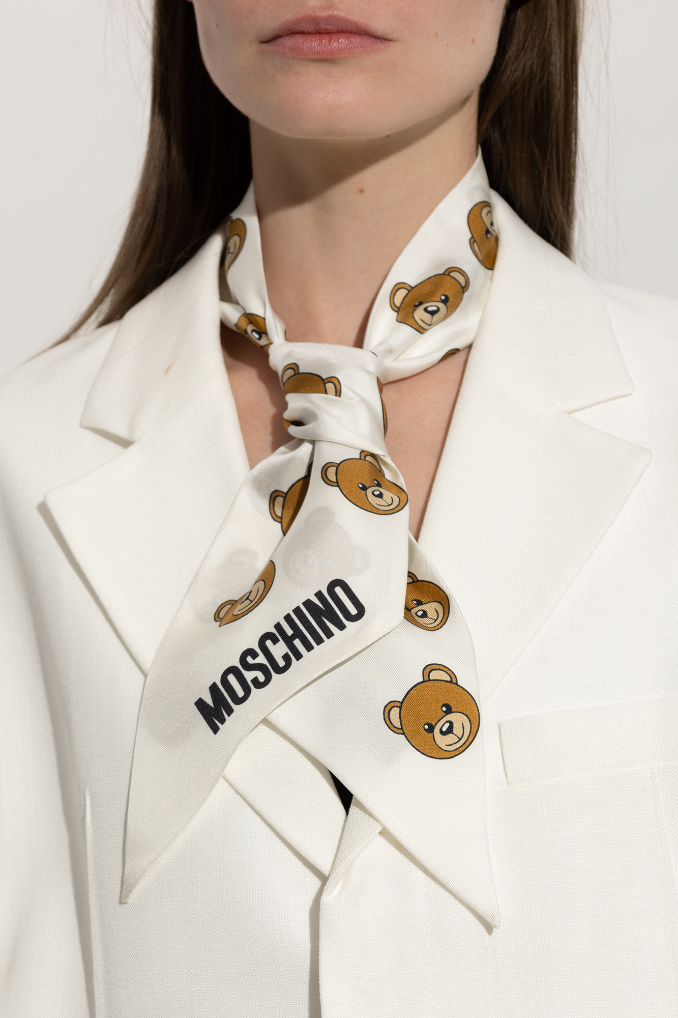 Moschino Gold Button and Brown Silk Scarf outlet